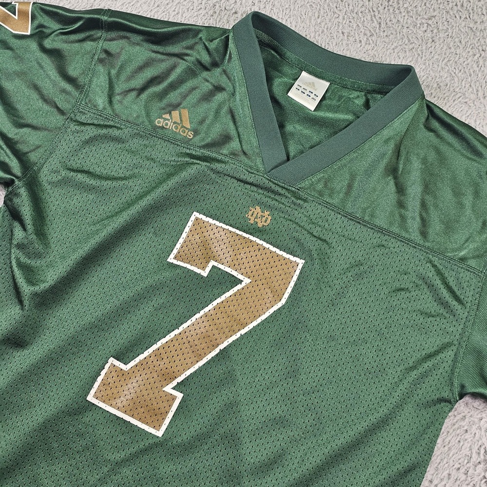 Notre Dame Fighting Irish Football Jersey Youth XL Green NCAA Adidas #7 Mesh